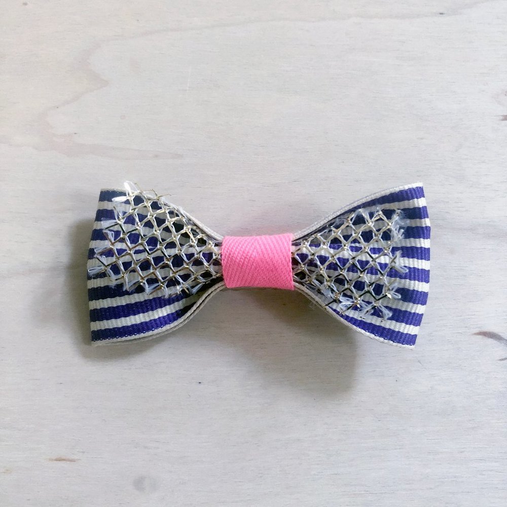 Cute Little Hair Bow Clip with Mesh Detail